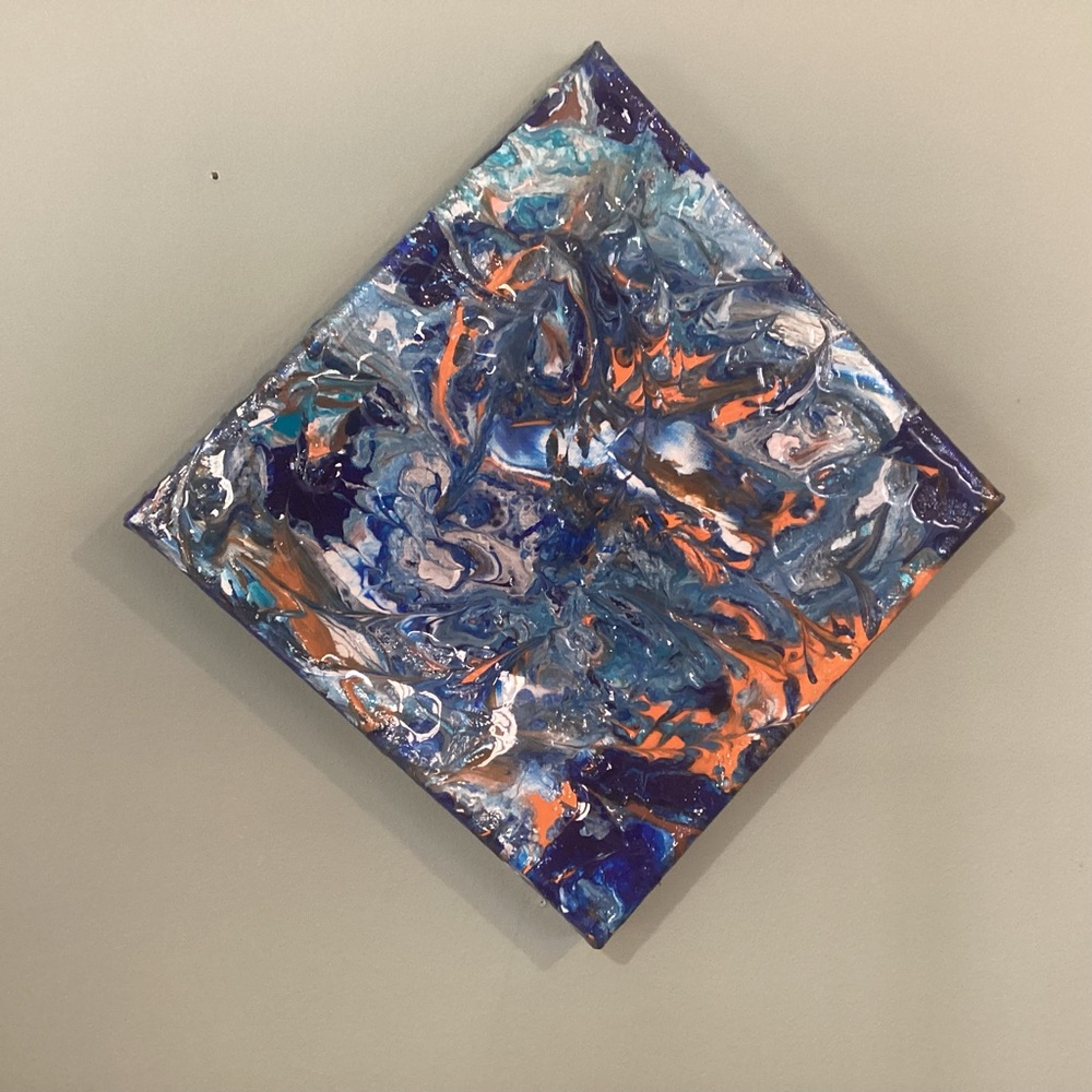 Abstract Blue and Orange Canvas Art